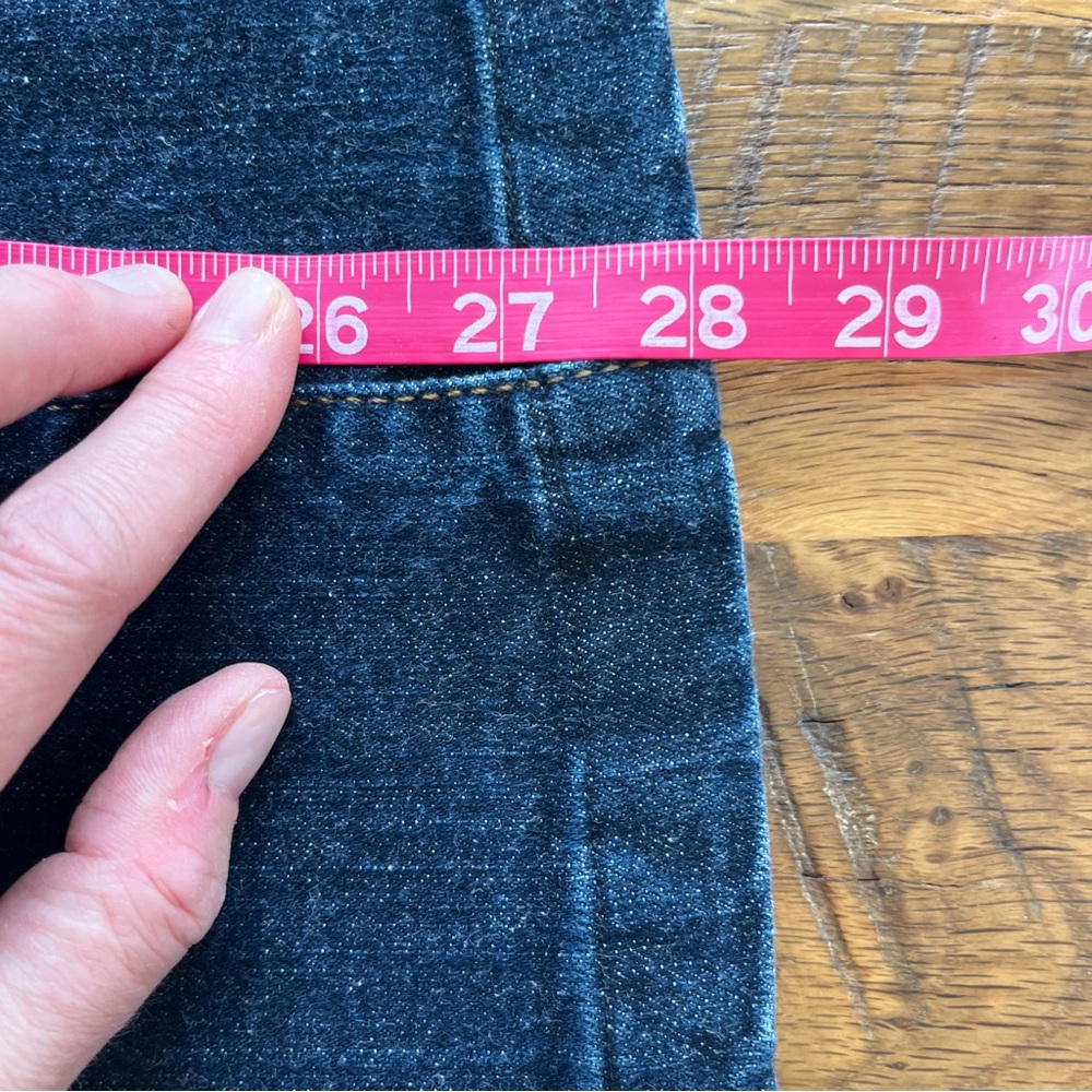 Vintage DKNY Dark Wash Kick Flare Jeans | 90s Mid Rise Ankle Denim | Size 10 - Picture 9 of 10